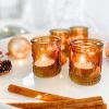 Vintage Amber Glass Tea Light Holder (Set Of 4)
