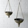 Set Of Two Hanging Metal Finial Planters