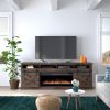 Bridgevine Home Farmhouse 93 inch Electric Fireplace TV Stand for TVs up to 100 inches, Barnwood Finish