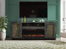 Bridgevine Home Joshua Creek 83 inch Electric Fireplace TV Stand for TVs up to 95 inches, Barnwood Finish