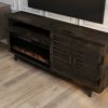 Bridgevine Home Avondale 83 Inch Electric Fireplace TV Console, for TVs up to 95 inches, Charcoal-Brown Finish