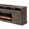 Bridgevine Home Farmhouse 93 inch Electric Fireplace TV Stand for TVs up to 100 inches, Barnwood Finish