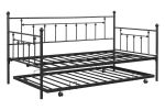 Metal Twin Daybed with Trundle/ Heavy-duty Sturdy Metal/ Noise Reduced/ Trundle for Flexible Space/ Vintage Style/ No Box Spring Needed