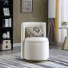 360Â° Swivel Accent Chair with Storage Function, Velvet Curved Chair with Gold Metal Base for Living Room, Nursery, Bedroom [Video]