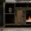 Bridgevine Home Joshua Creek 84 inch Electric Fireplace TV Stand for TVs up to 95 inches, Barnwood Finish