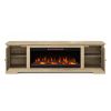 Bridgevine Home Topanga 83 inch Electric Fireplace TV Console for TVs up to 95 inches, Alabaster finish