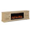 Bridgevine Home Topanga 83 inch Electric Fireplace TV Console for TVs up to 95 inches, Alabaster finish