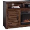 Bridgevine Home Sausalito 78 inch Electric Fireplace TV Stand Console for TVs up to 95 inches, Whiskey Finish
