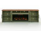 Bridgevine Home Vineyard 97 inch Fireplace TV Stand Console for TVs up to 100 inches, Minimal Assembly, Sage Green and Fruitwood Finish
