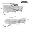 Linen Upholstered Modern Convertible Folding Futon Sofa Bed for Compact Living Space; Apartment; Dorm